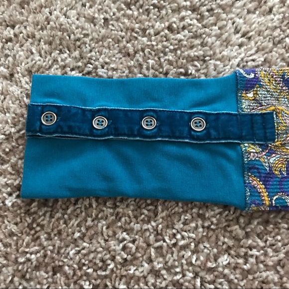 NWOT Blue and Yellow Sundance Paisley Long Sleeve - Picture 4 of 7
